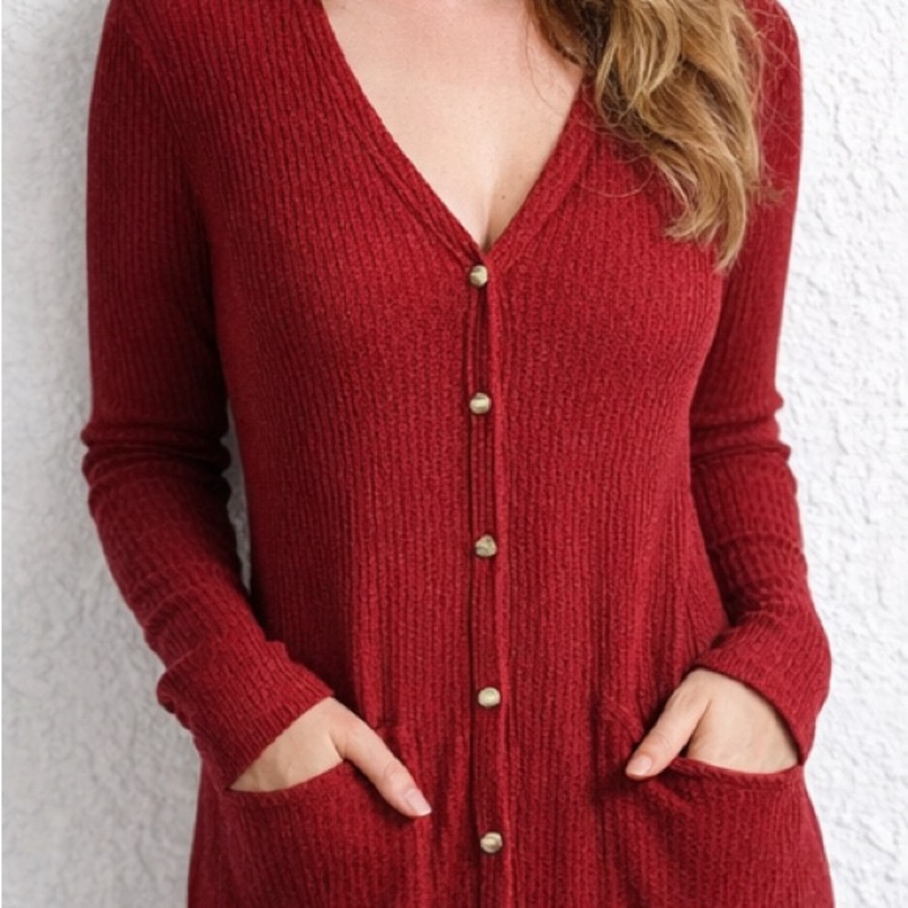 Vintage ✨Red Button-Up Long dress ♡ - Picture 2 of 5